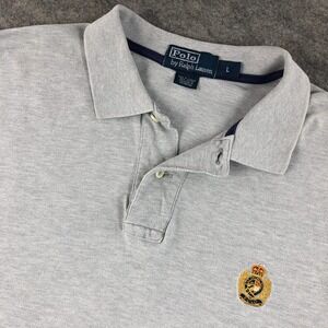 Polo Ralph Lauren Men's L Gray Crest Logo Short Sleeve Polo Shirt Classic Prep